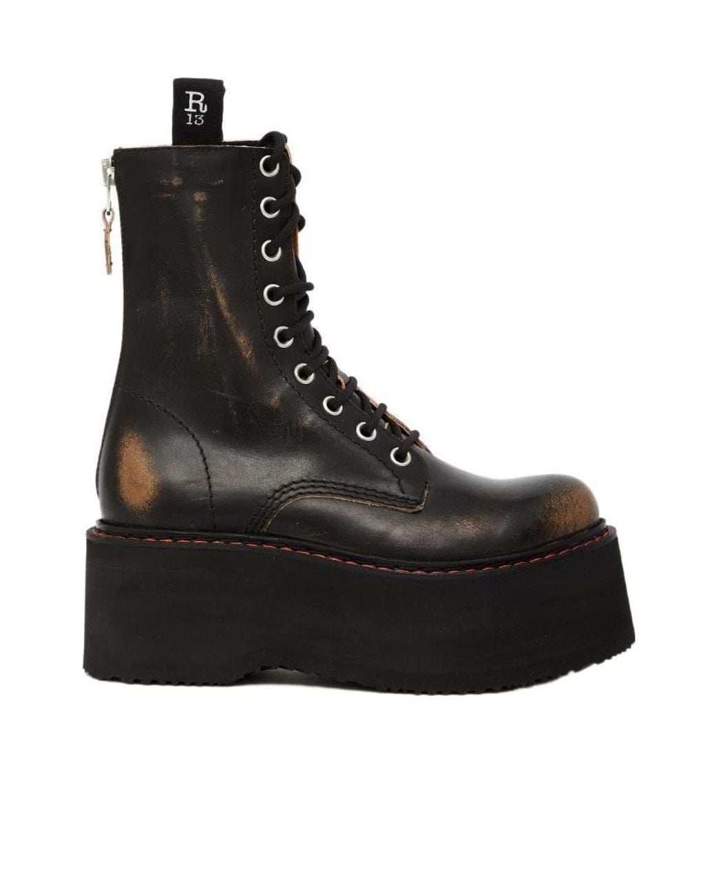 R13 Black 75Mm Leather Boots