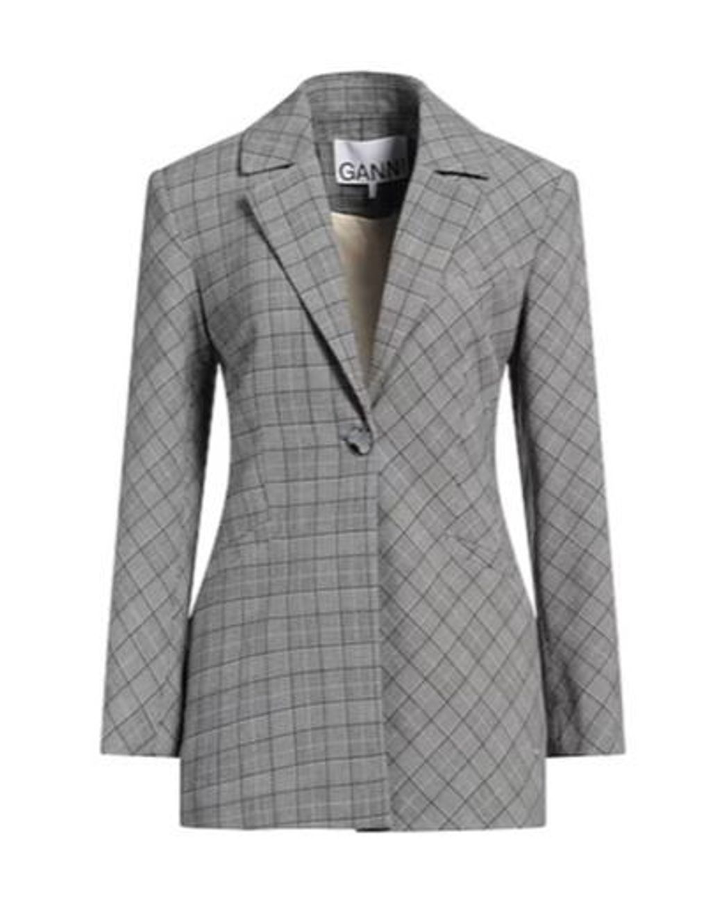 Ganni Gray Single-Breasted Suit Jacket
