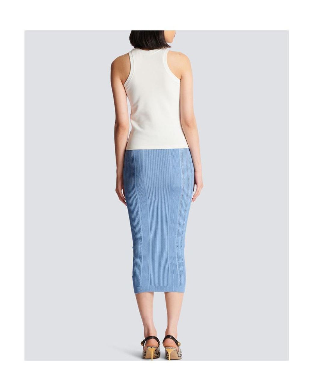 Balmain White Retro Pb Stretch Tank Top Clothing