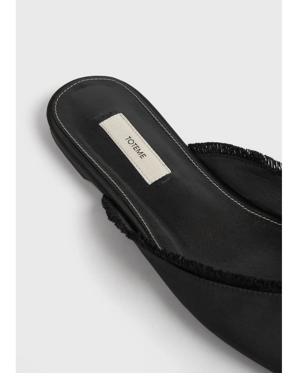 Totême Black Distressed Satin Casual Slides
