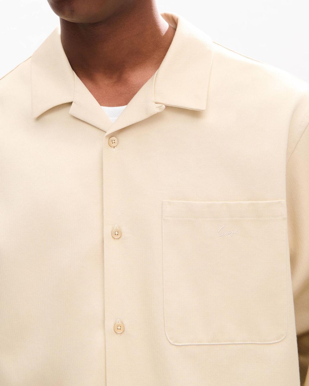 KENZO Natural Embroidered Pocket Shirt for men