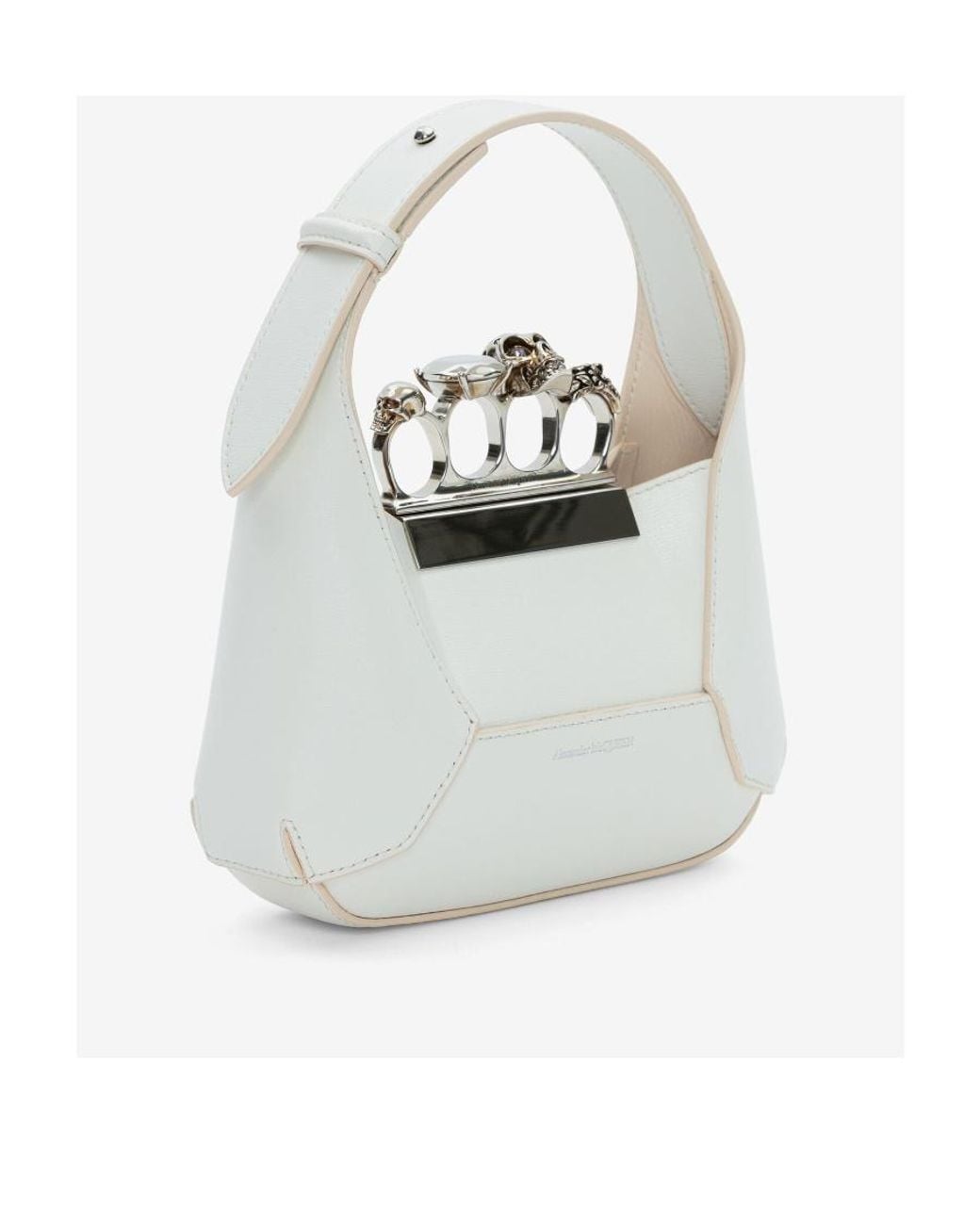 McQueen Gray Jewelled Mini Shoulder Bag