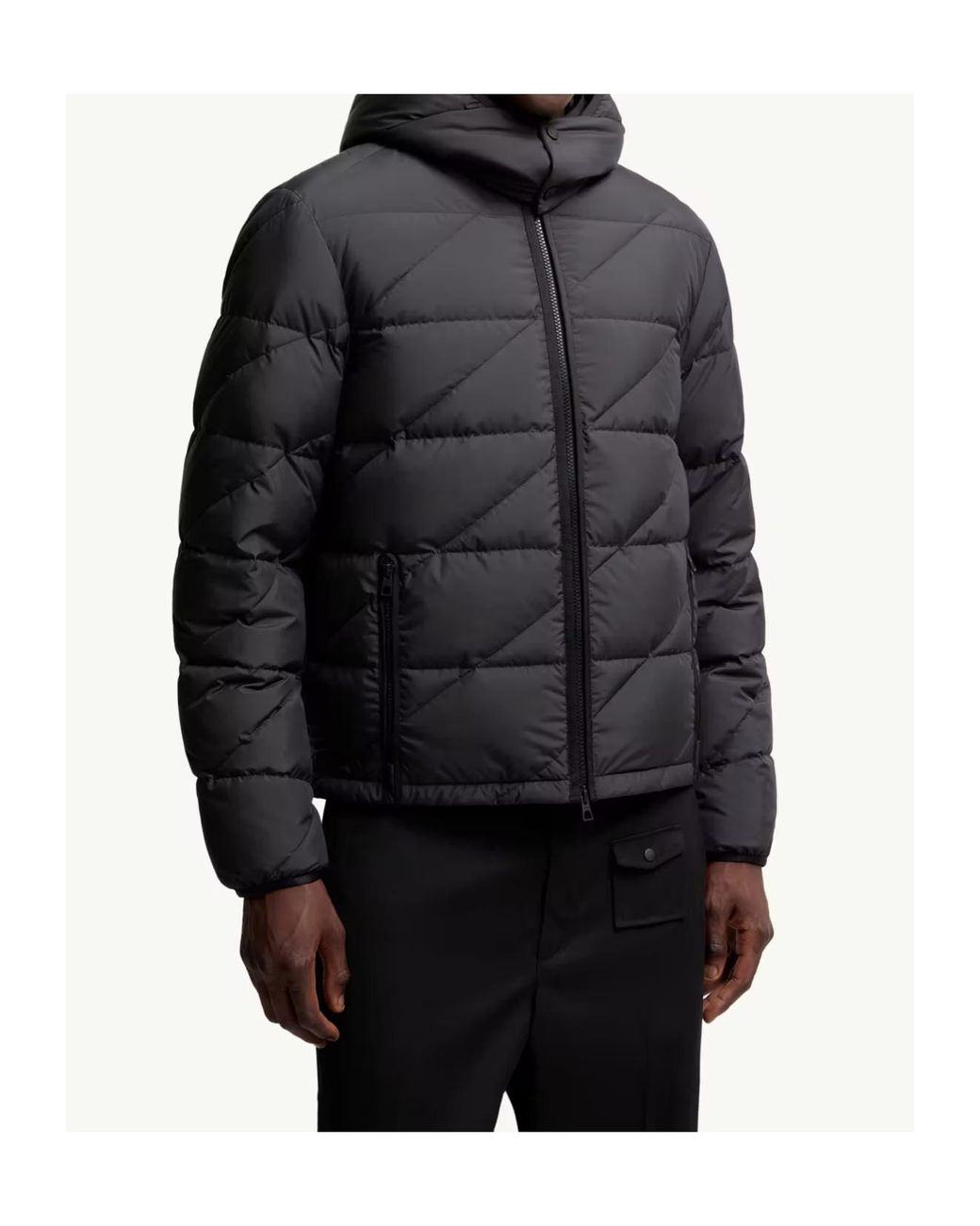 Moncler Gray Sciros Diagonal-Quilted Hooded Short Down Jacket for men