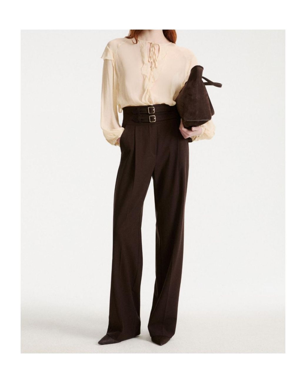 Marella Brown Maranta High-Waist Wide-Leg Pants