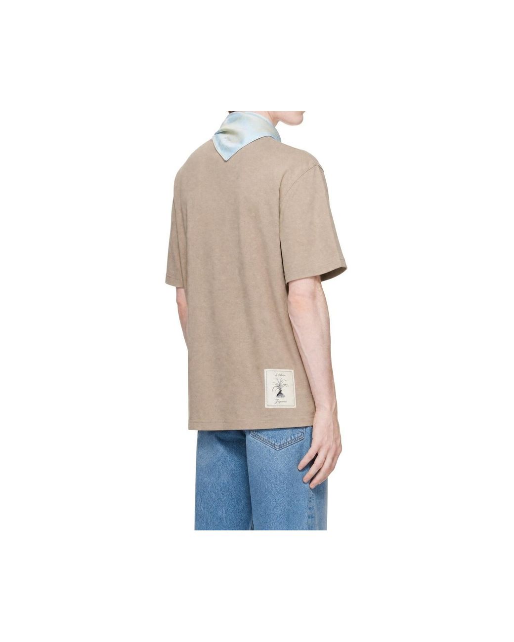 Jacquemus Blue Logo Patch Crewneck T-Shirt for men