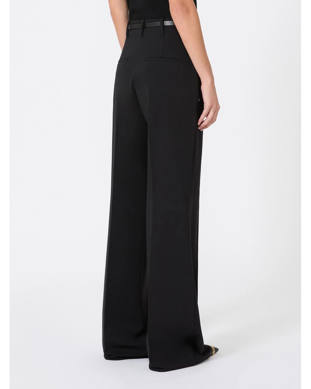 Sportmax Black Volonta High-Waisted Wide-Leg Trousers