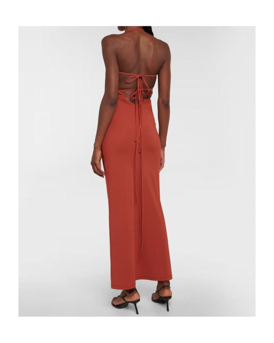 Christopher Esber Red Hollow-Out Halter Neck Dress