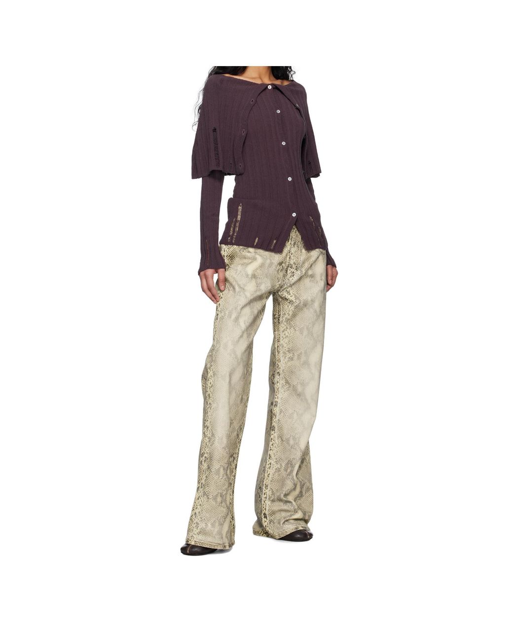Acne Purple Rib Knitted Cardigan