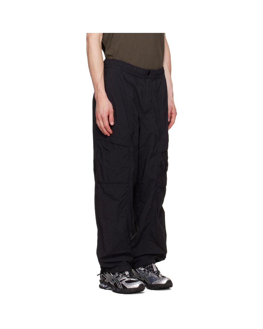 Stone Island Black Straight Leg Cargo Pants for men