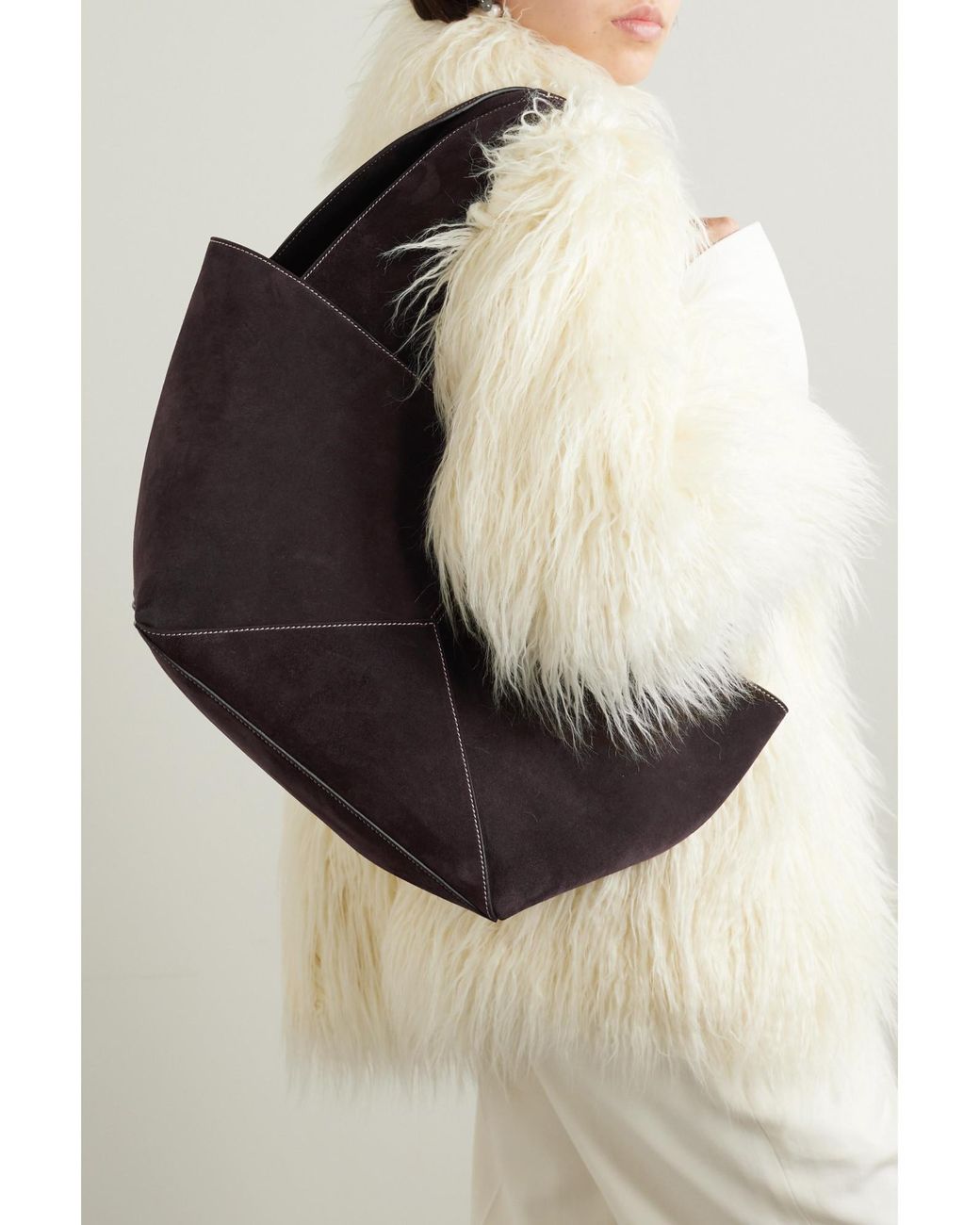 Metier Black Medium Suede Tote