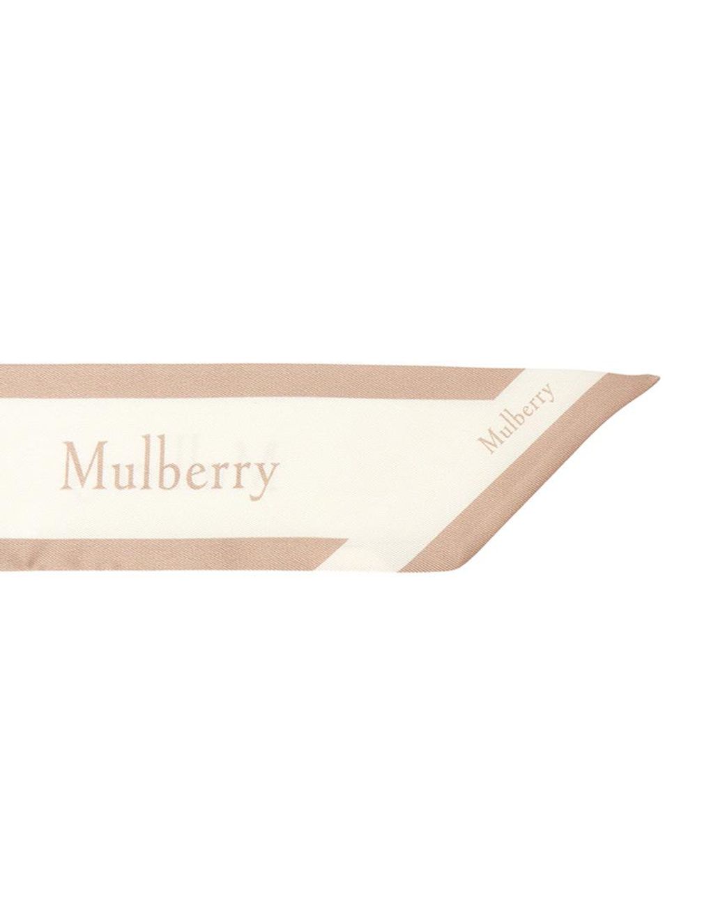 Mulberry Natural Logo-Border Skinny Scarf