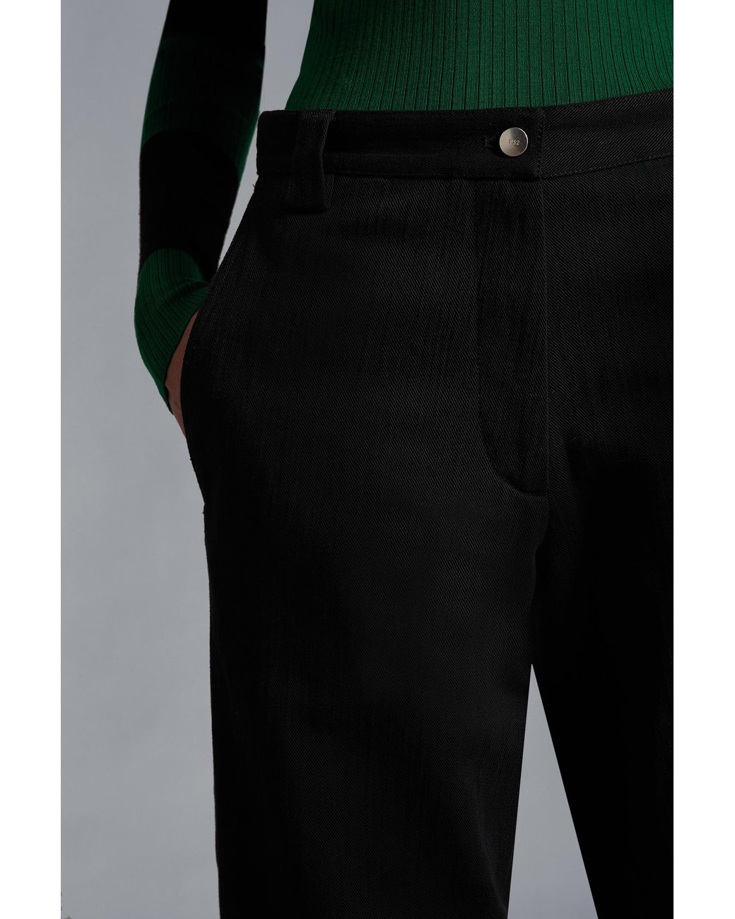 Moncler Black 1952 Button Detailed Wide Leg Trousers