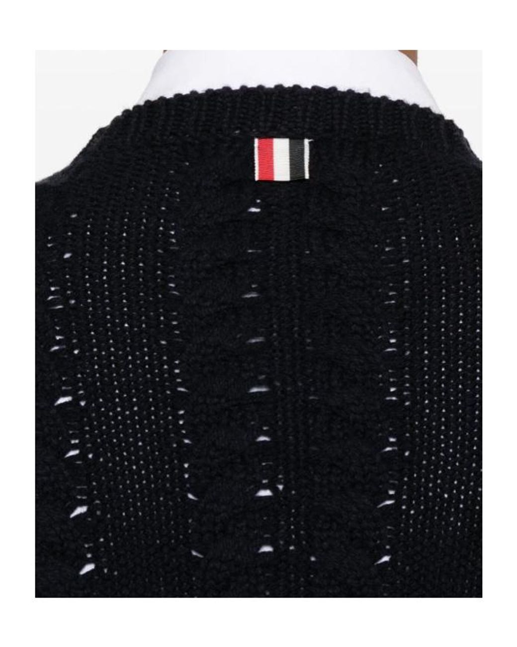 Thom Browne Black Aran Cable Stitch Pullover