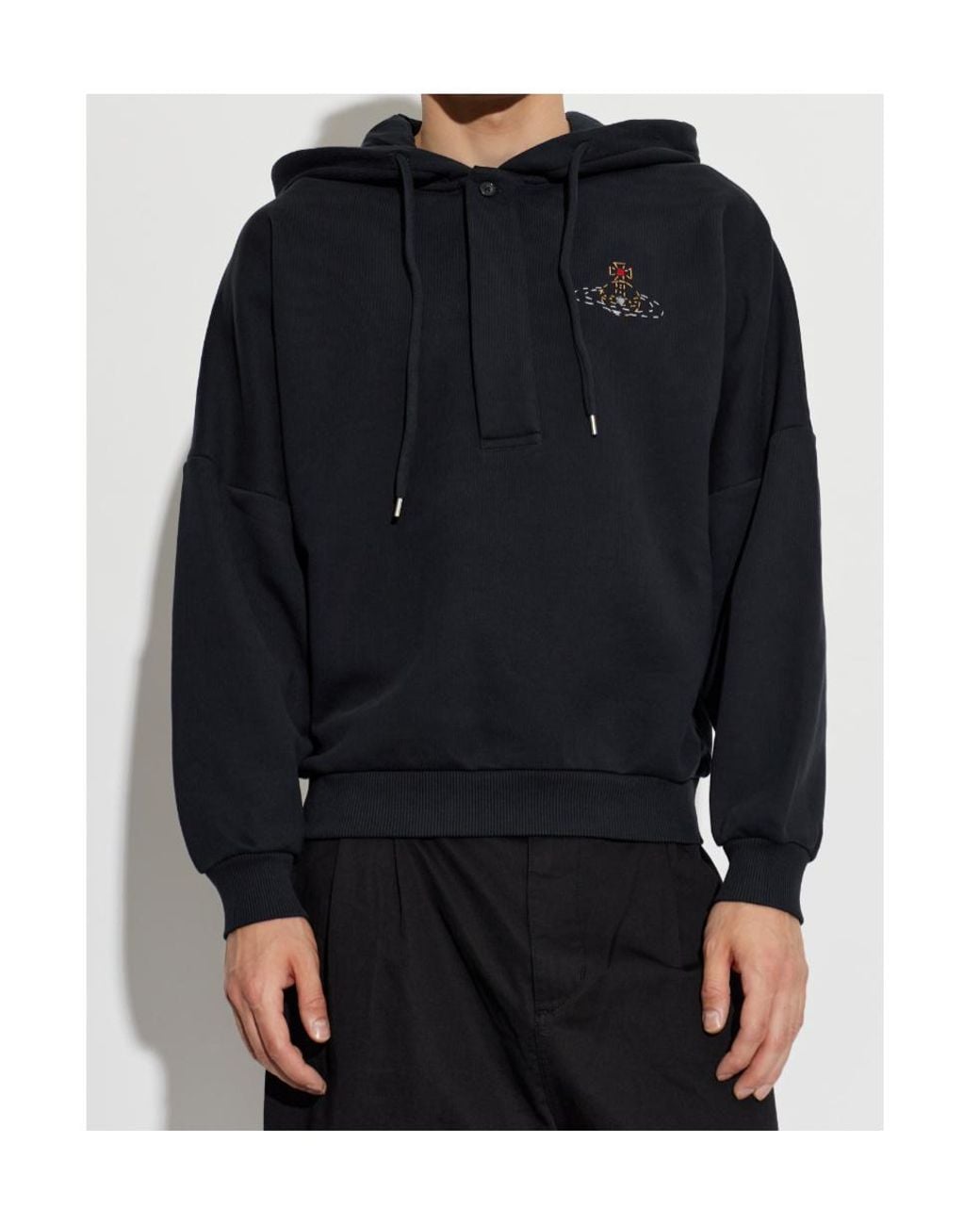 Vivienne Westwood Blue Batwing Logo Hoodie for men