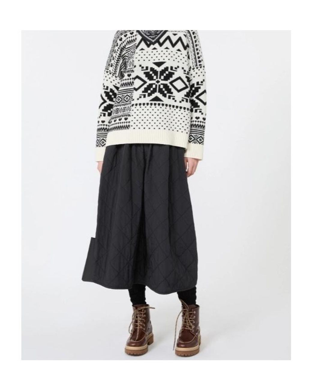 Weekend by Maxmara Blue Technical Plain-Weave Fabric Flared Skirt