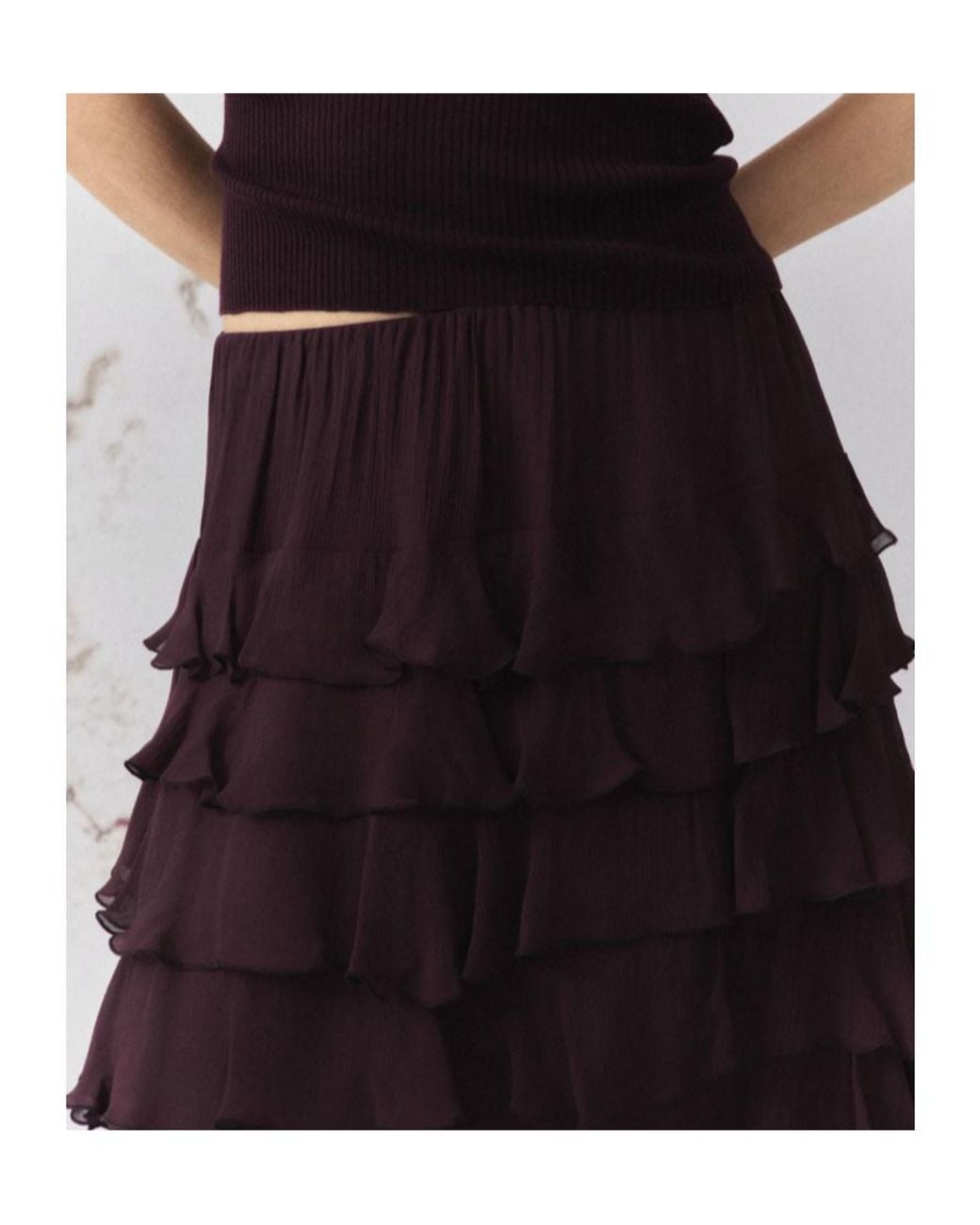 Marella Purple Flounced Crepon Skirt