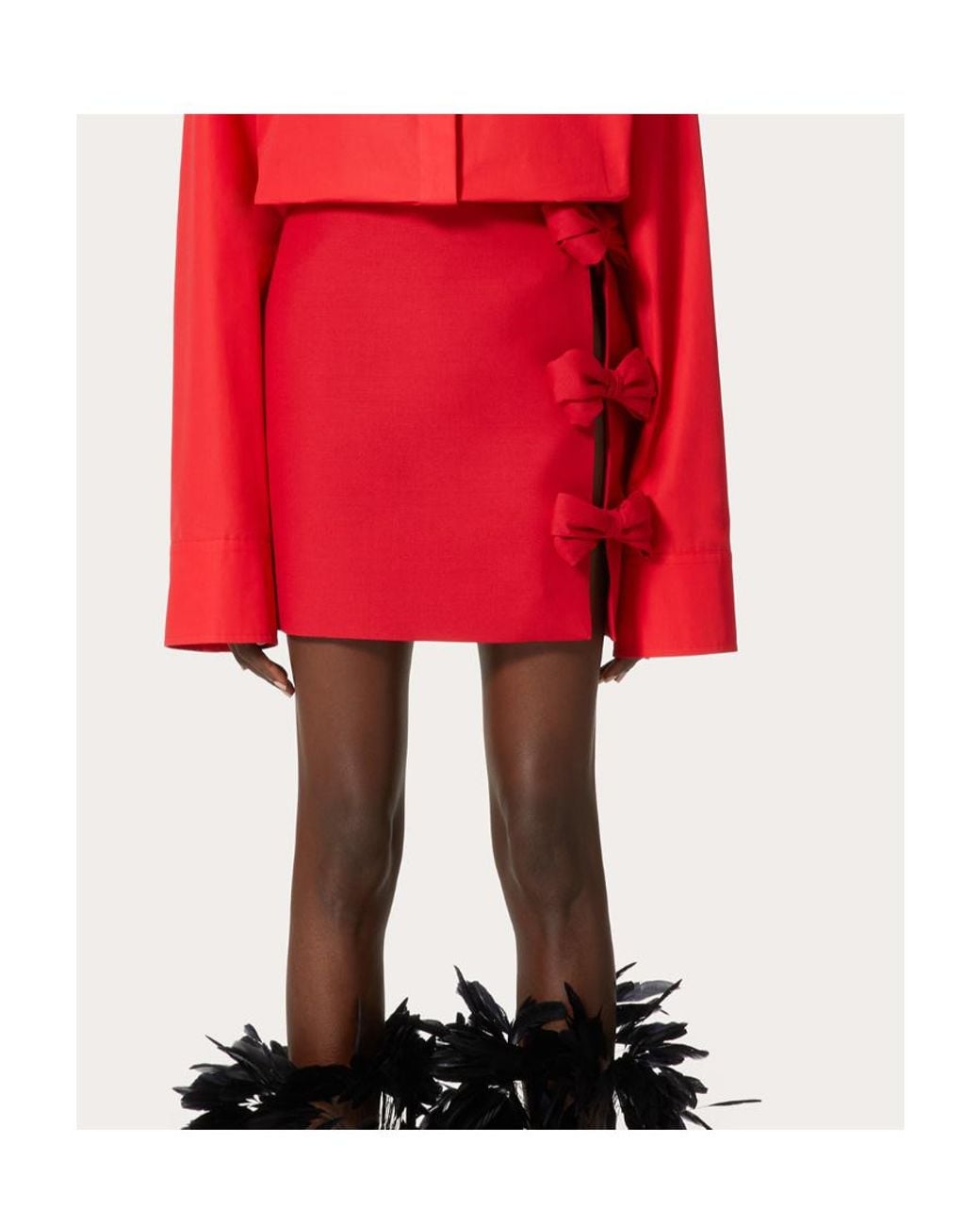 Valentino Red Bow Detailed Mini Skirt