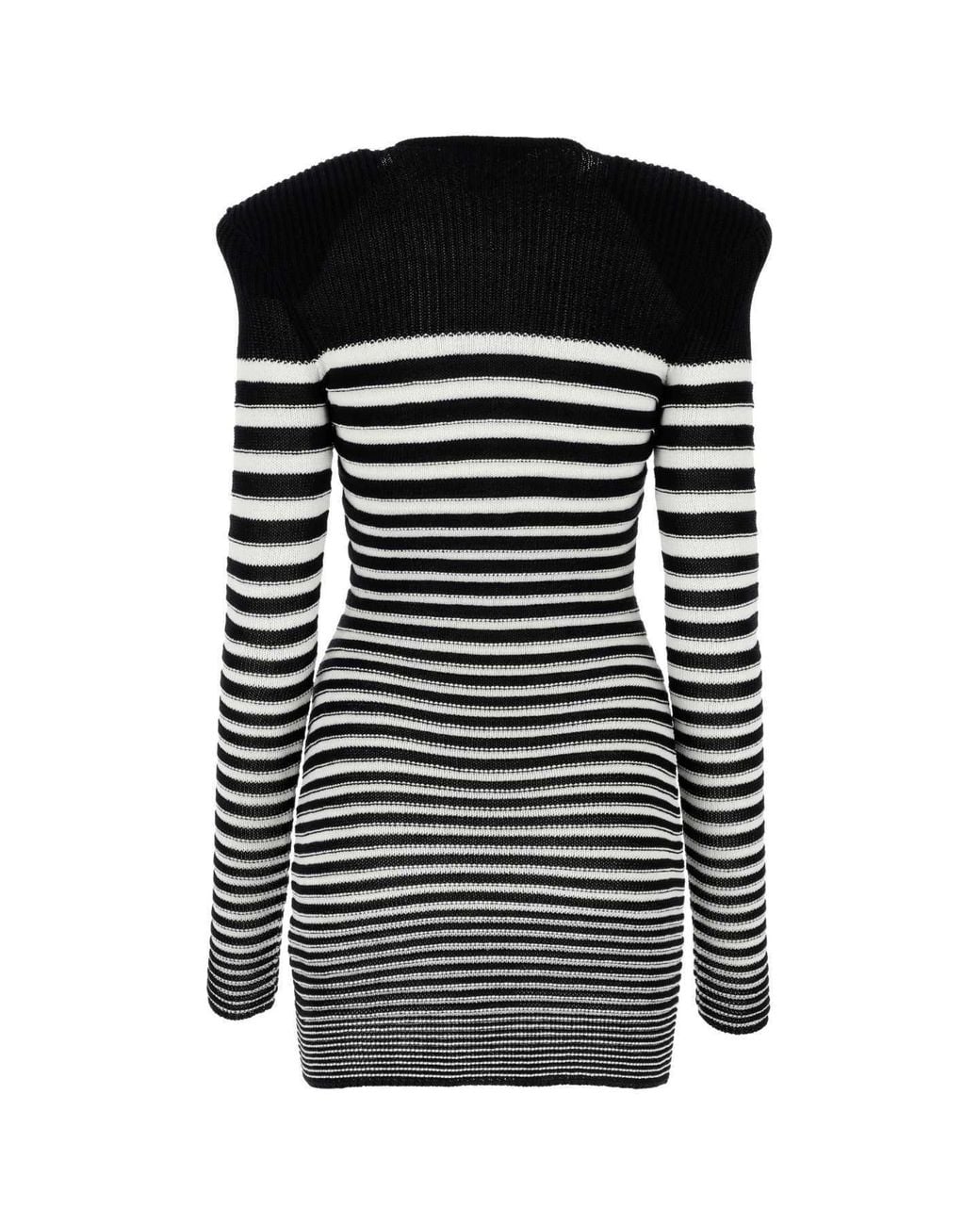Balmain Black Striped Button-Detailed Mini Dress