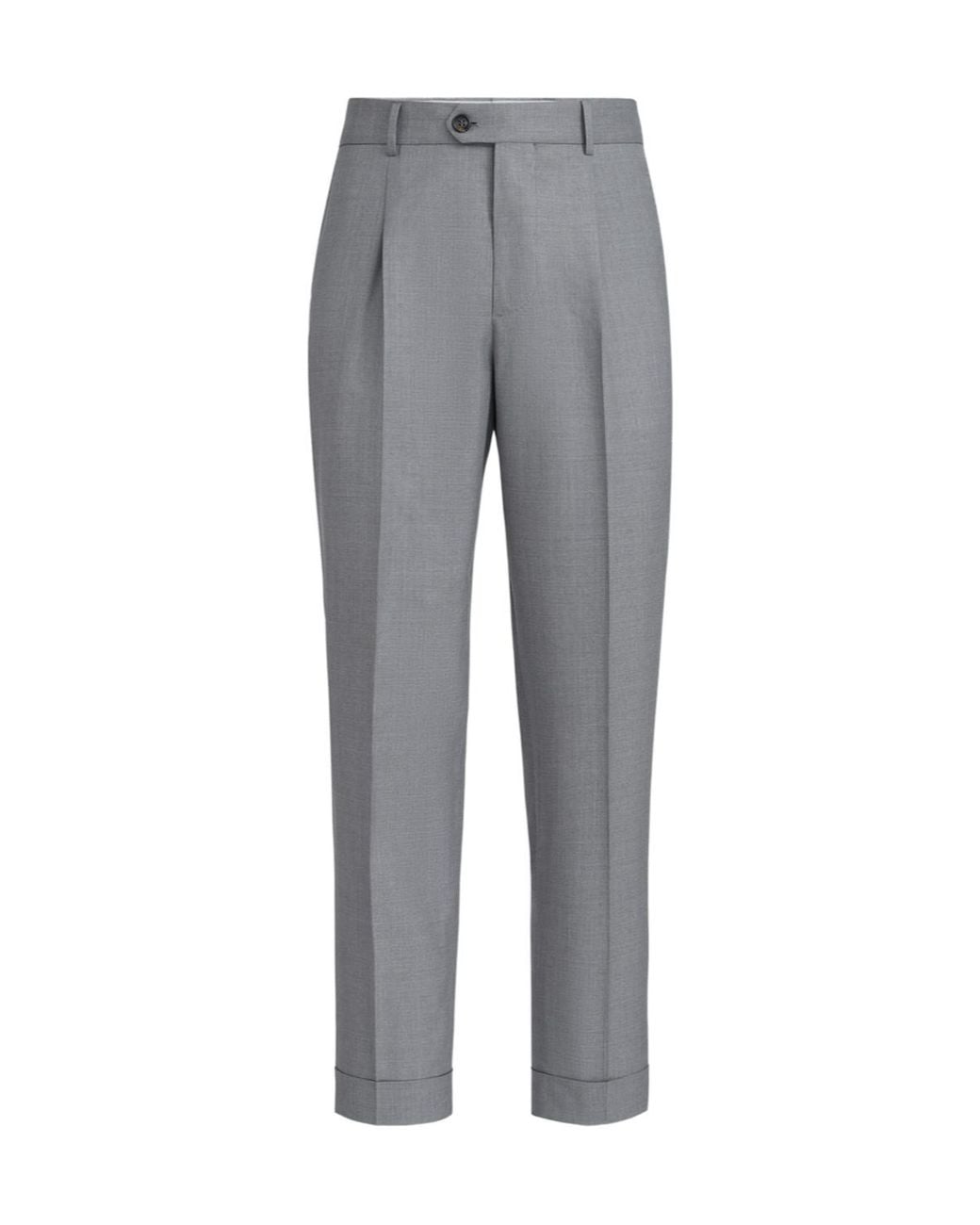 Brunello Cucinelli Gray Virgin Wool And Silk Lightweight Hopsack Trousers With Pleat for men