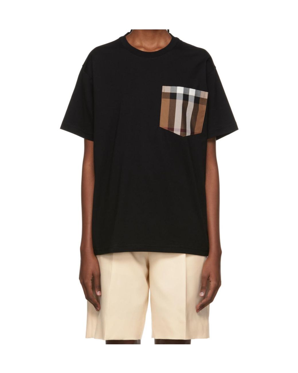 Burberry Black Carrick Check Printed Crewneck T-Shirt