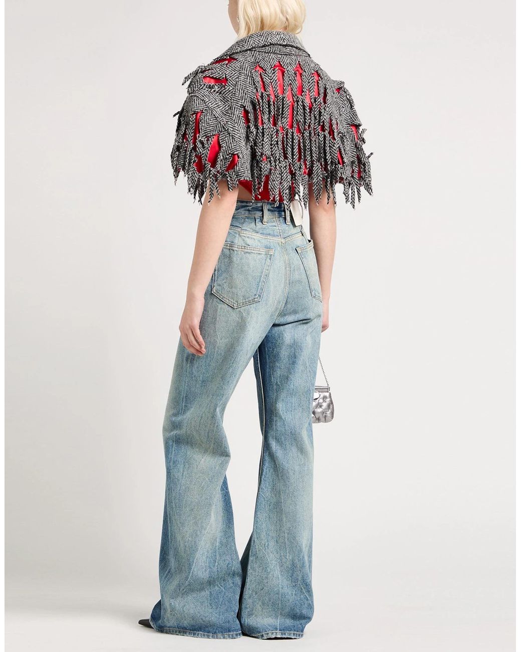 Maison Margiela Red Wool Color-Blocked Shawl