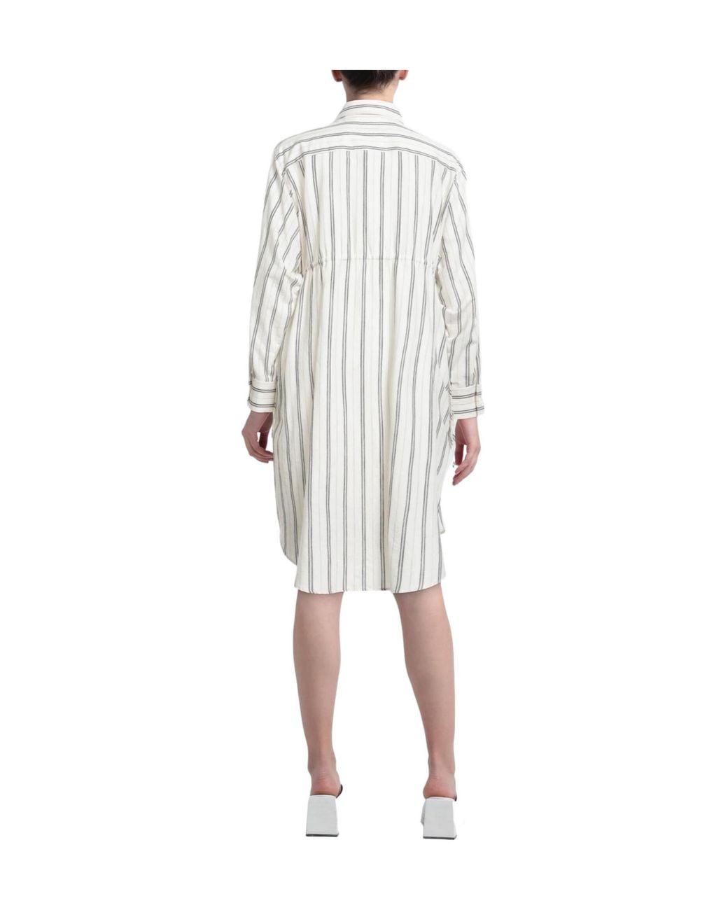 MM6 by Maison Margiela White Striped Shirt Dress