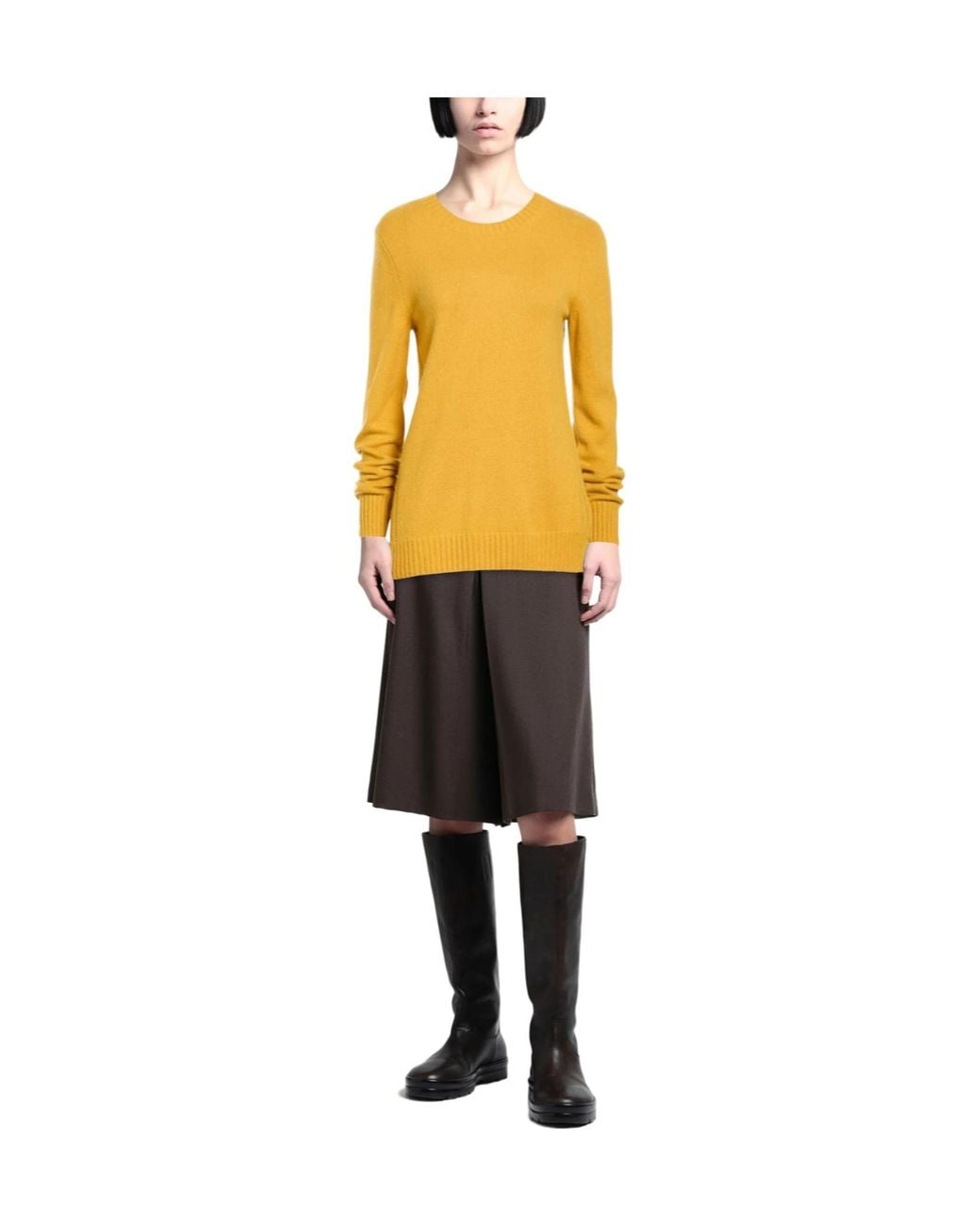 Max Mara Yellow Crew-Neck Knit Top