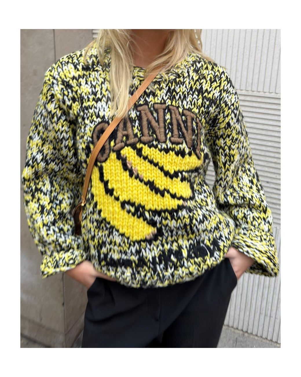 Ganni Green Banana Handknit Jumper
