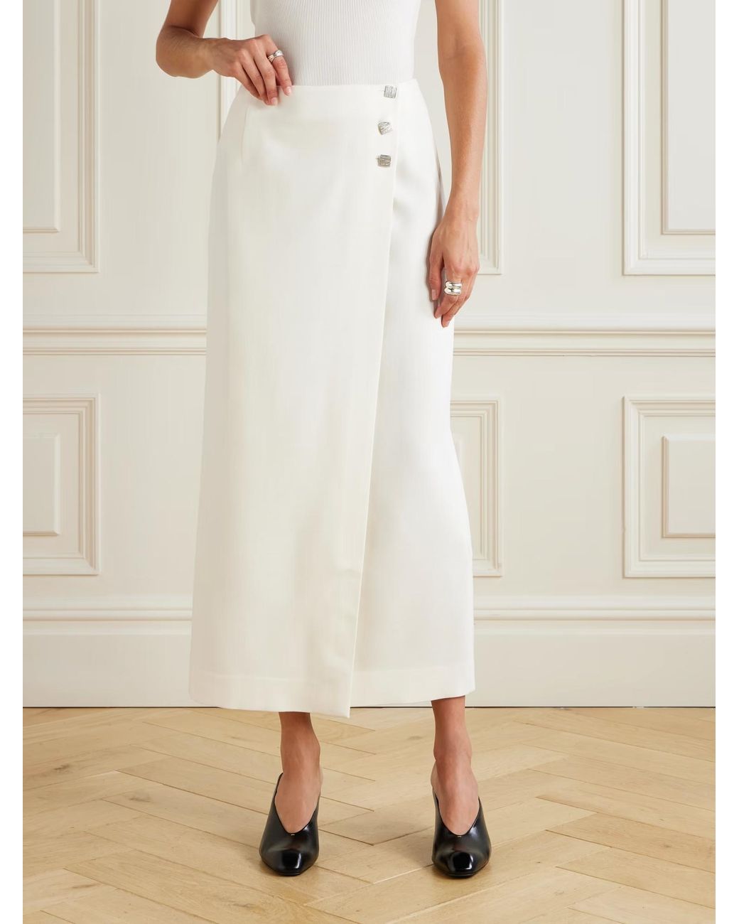 TOVE White Sindy Woven Midi Skirt