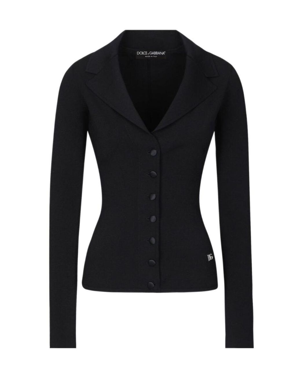 Dolce & Gabbana Black Logo Plaque Single-Breasted Blazer