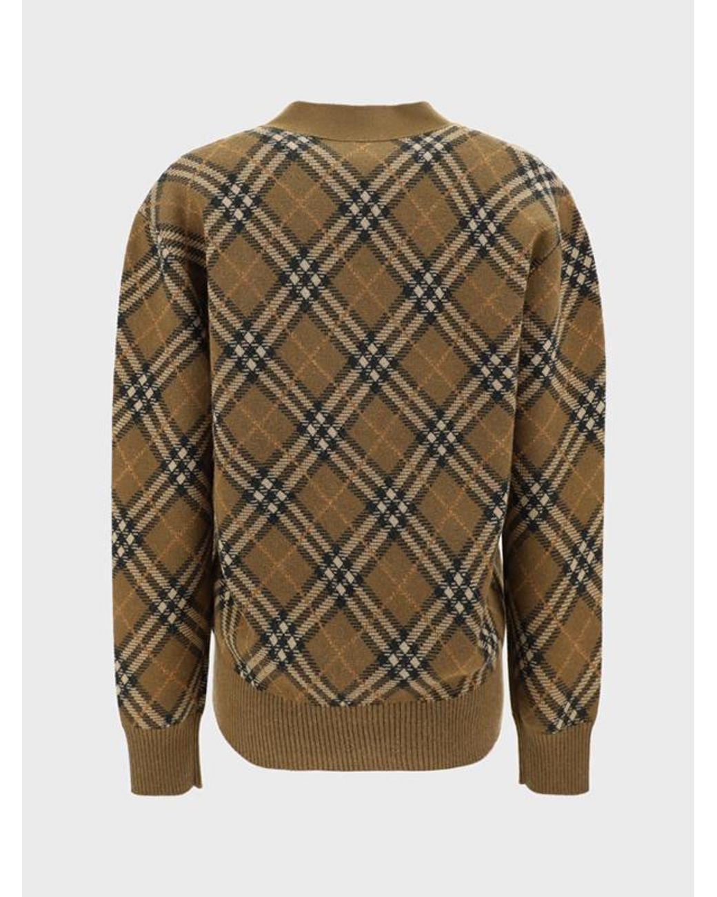 Burberry Green Checked Knitted Cardigan
