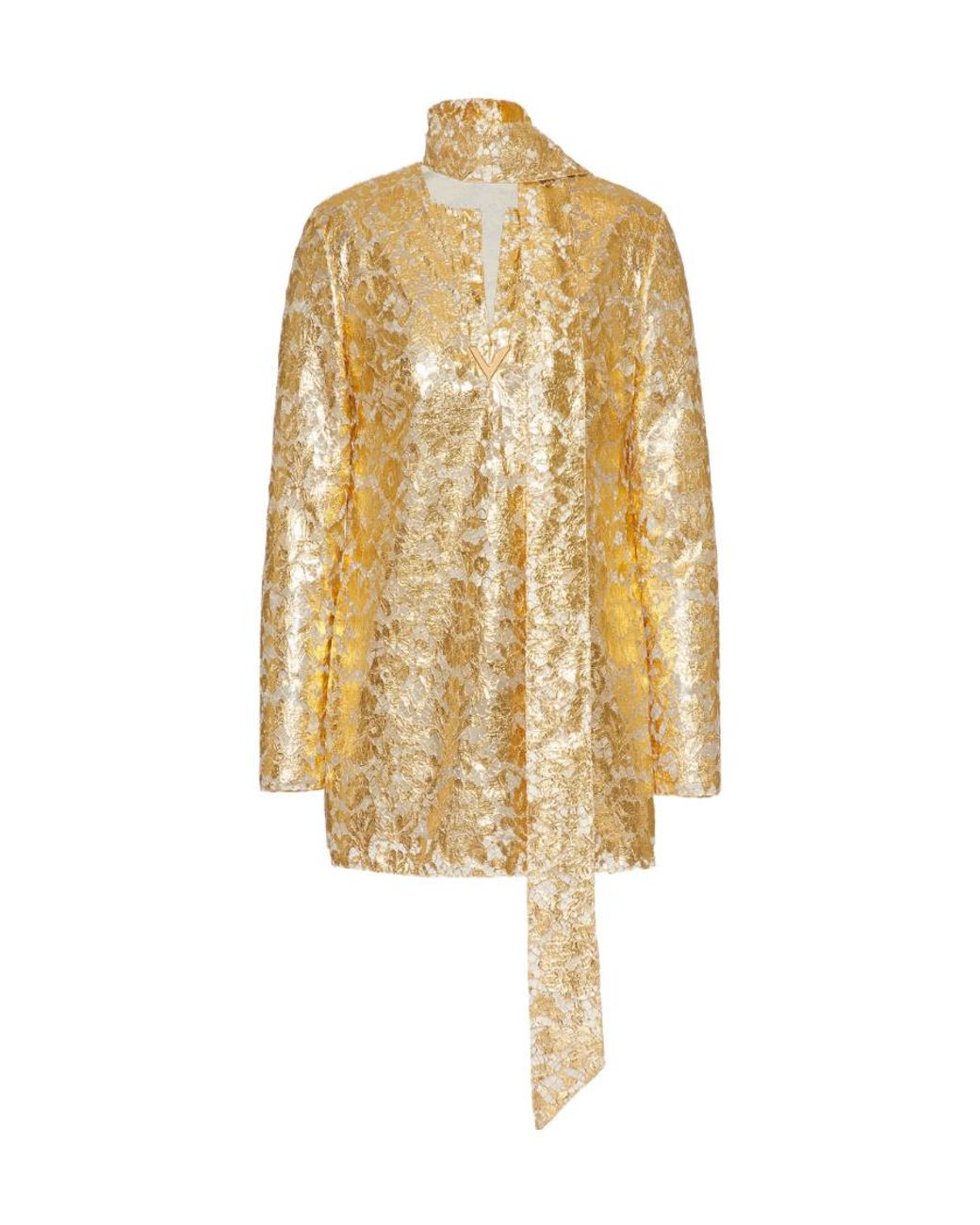 Valentino Yellow Bow Detailed Long-Sleeved Blouse