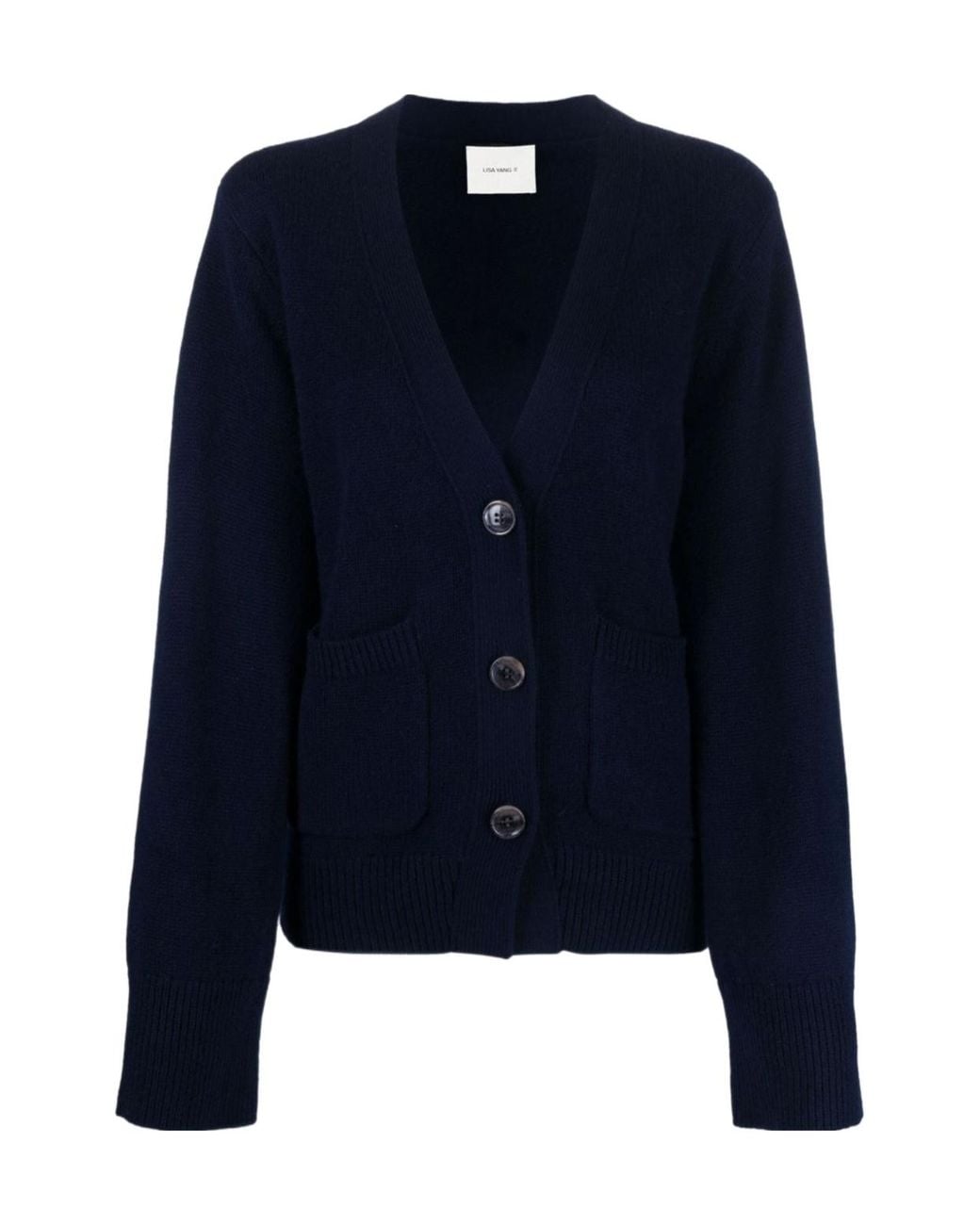 Lisa Yang Blue Danni V-Neck Button-Up Cardigan