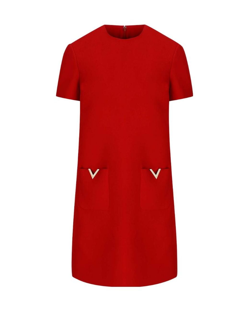 Valentino Red V Metal Logo Shift Dress