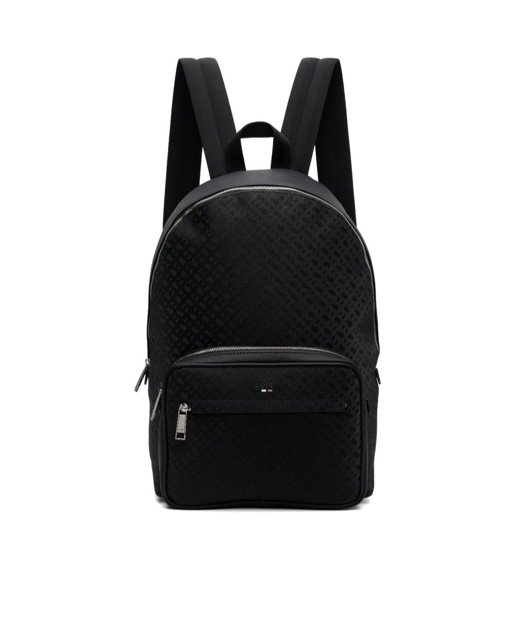 Boss Black Embossed-Pattern Backpack for men