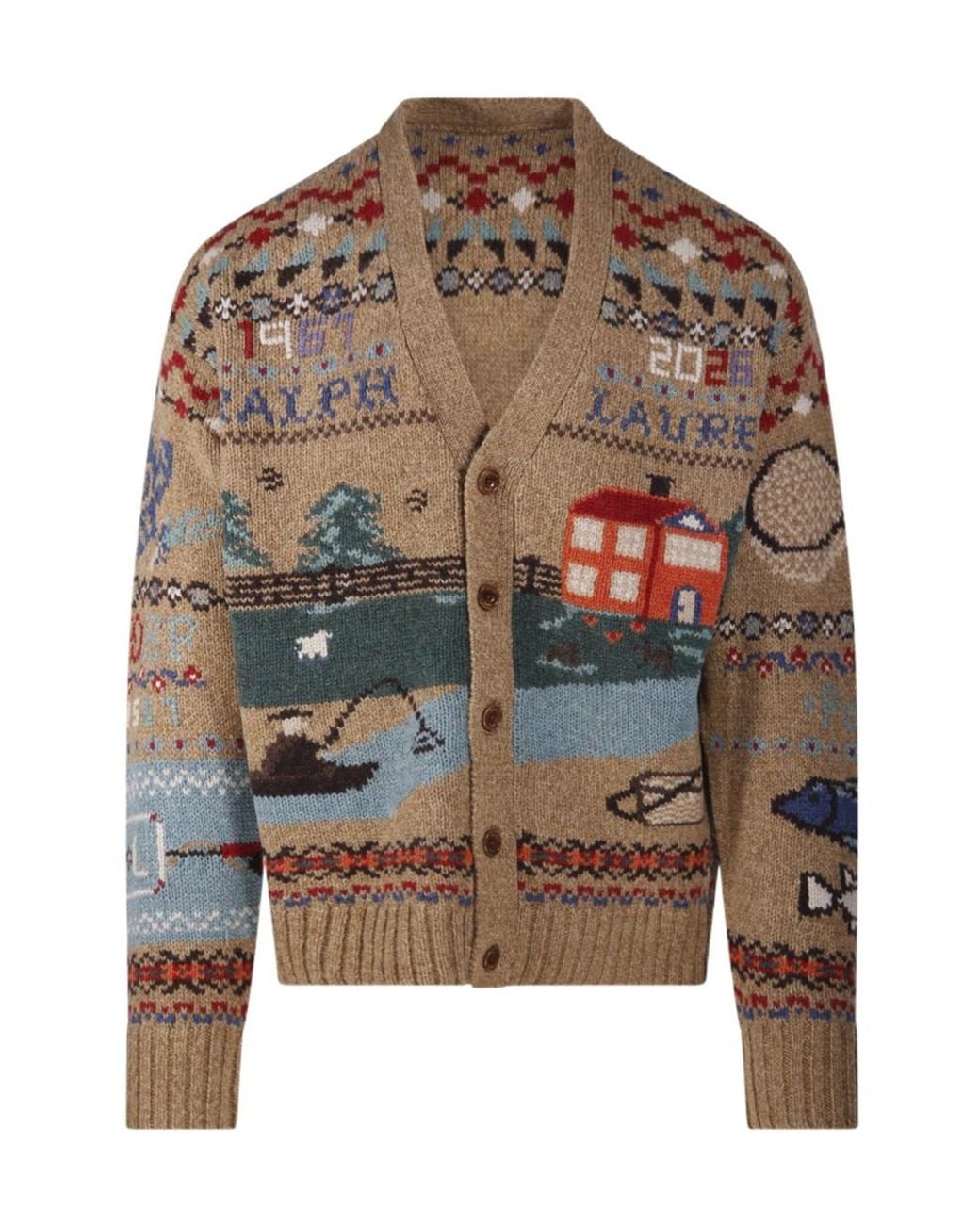 Polo Ralph Lauren Gray Panorama Intarsia Cardigan for men
