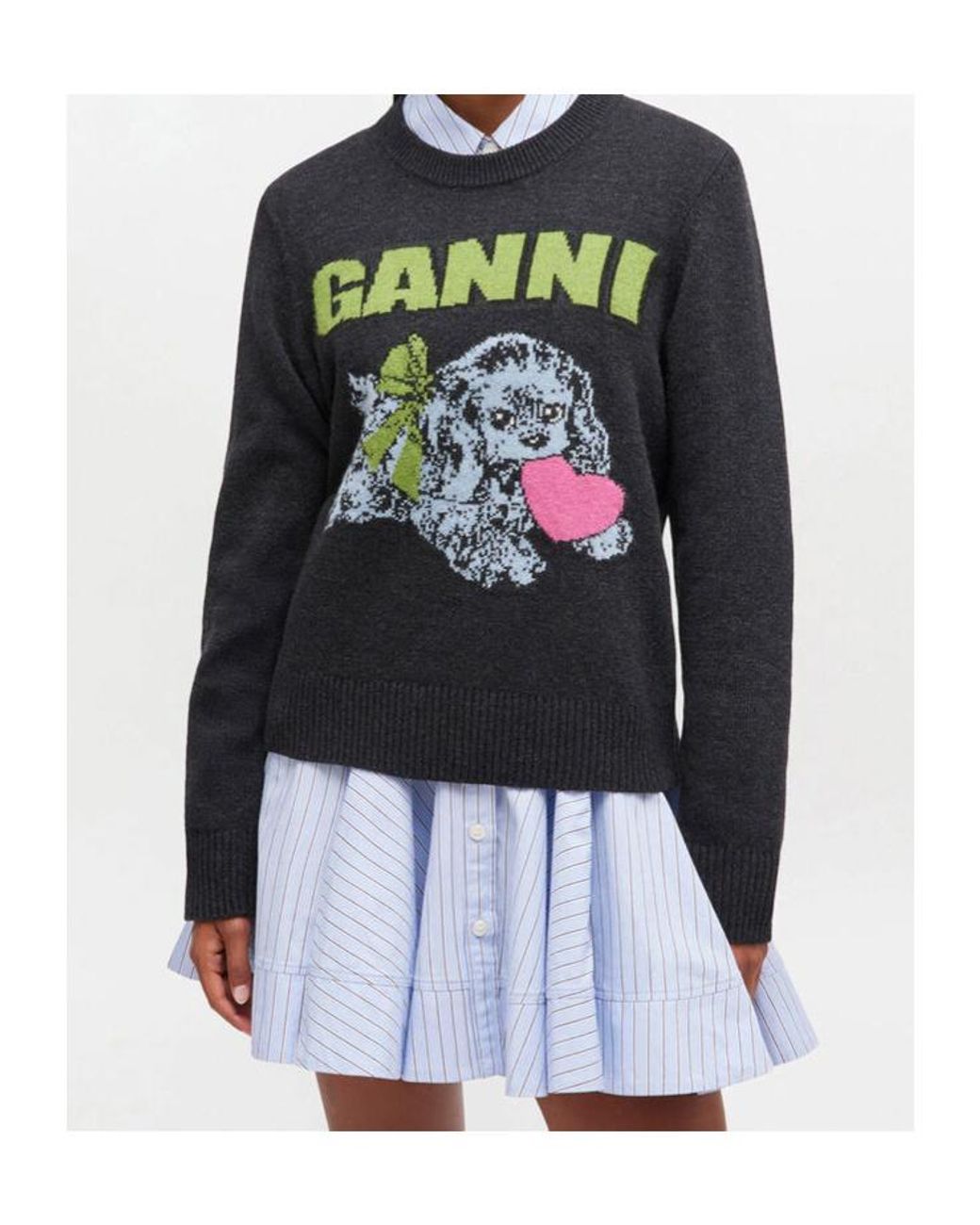 Ganni Blue Round-Neck Knitwear