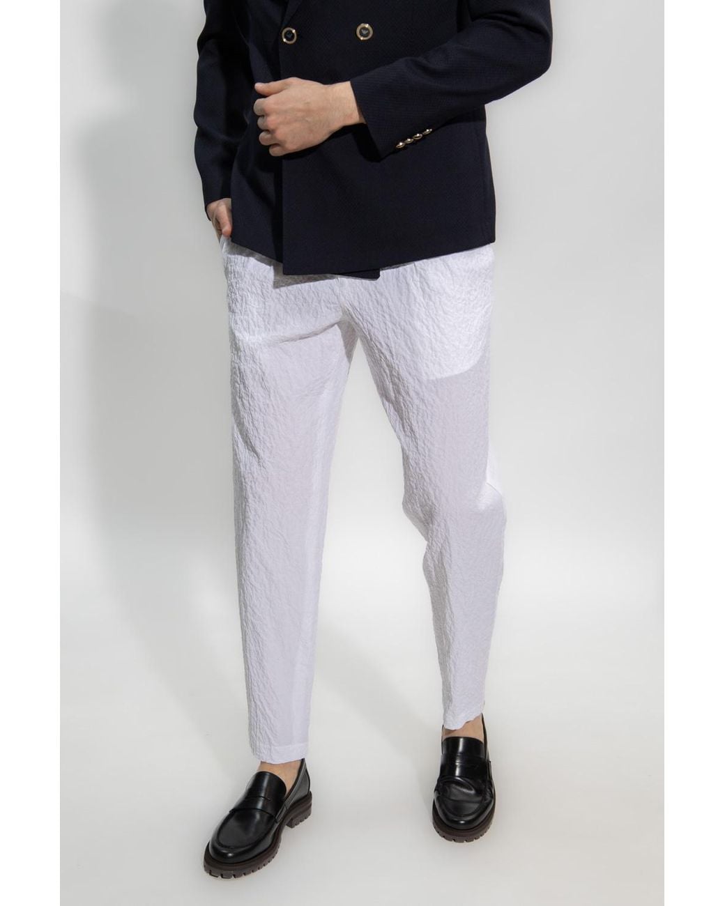 Emporio Armani White Straight-Leg Trousers for men