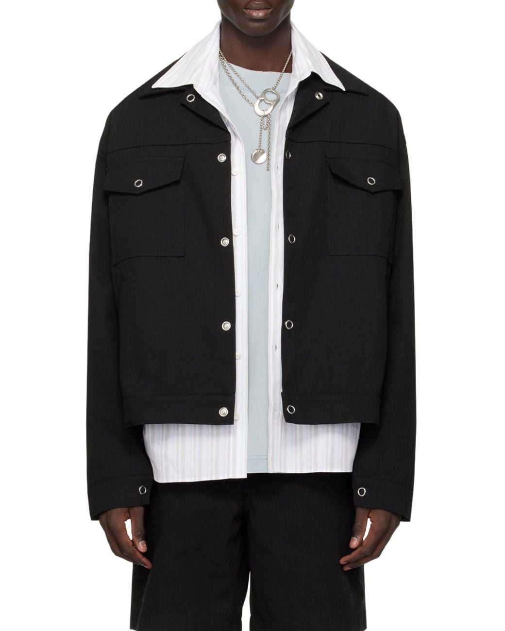 Acne Black Classic-Collar Shirt Jacket for men