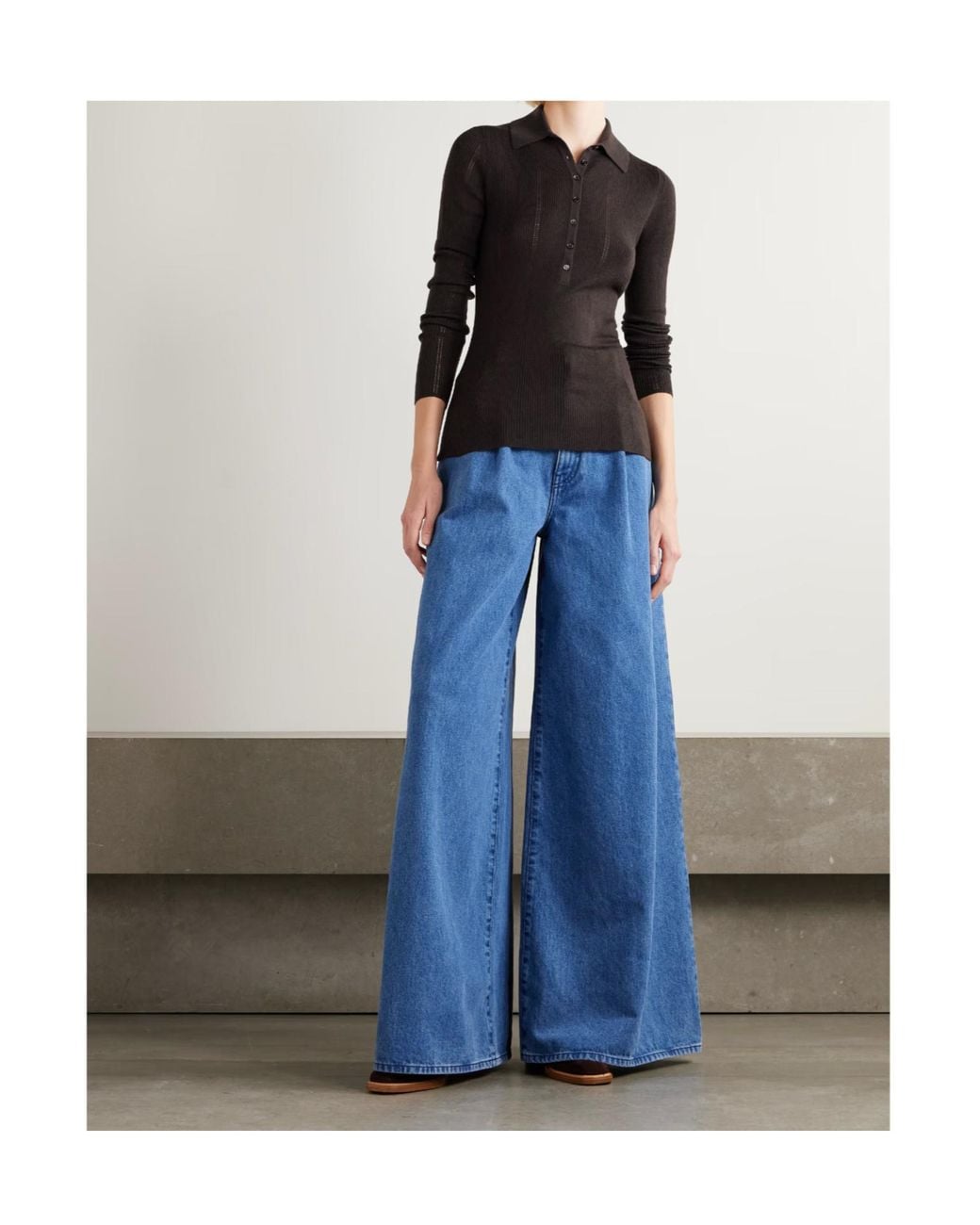 Gabriela Hearst Black Long-Sleeved Knit Polo Shirt