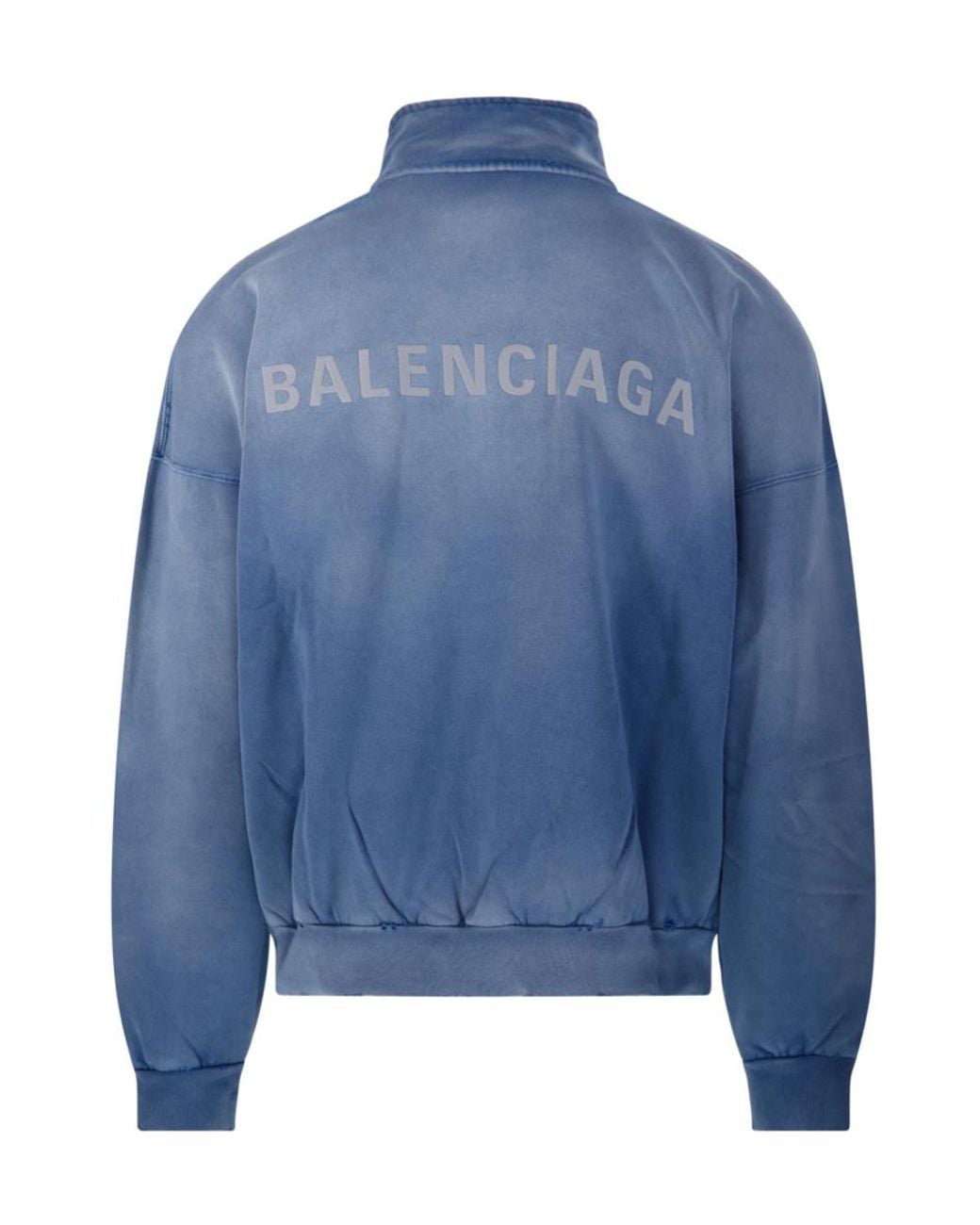 Balenciaga Blue Distressed High Neck Jacket for men