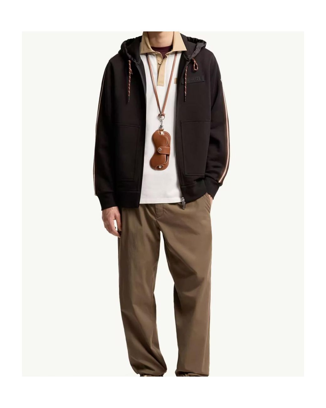 Moncler Black Logo Patch Zip-Up Jacket for men