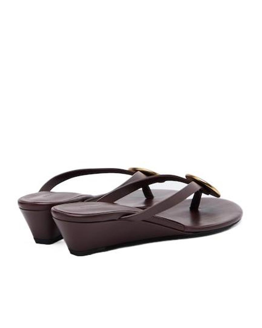 Christopher Esber Brown Leather Wedge Thong Sandals