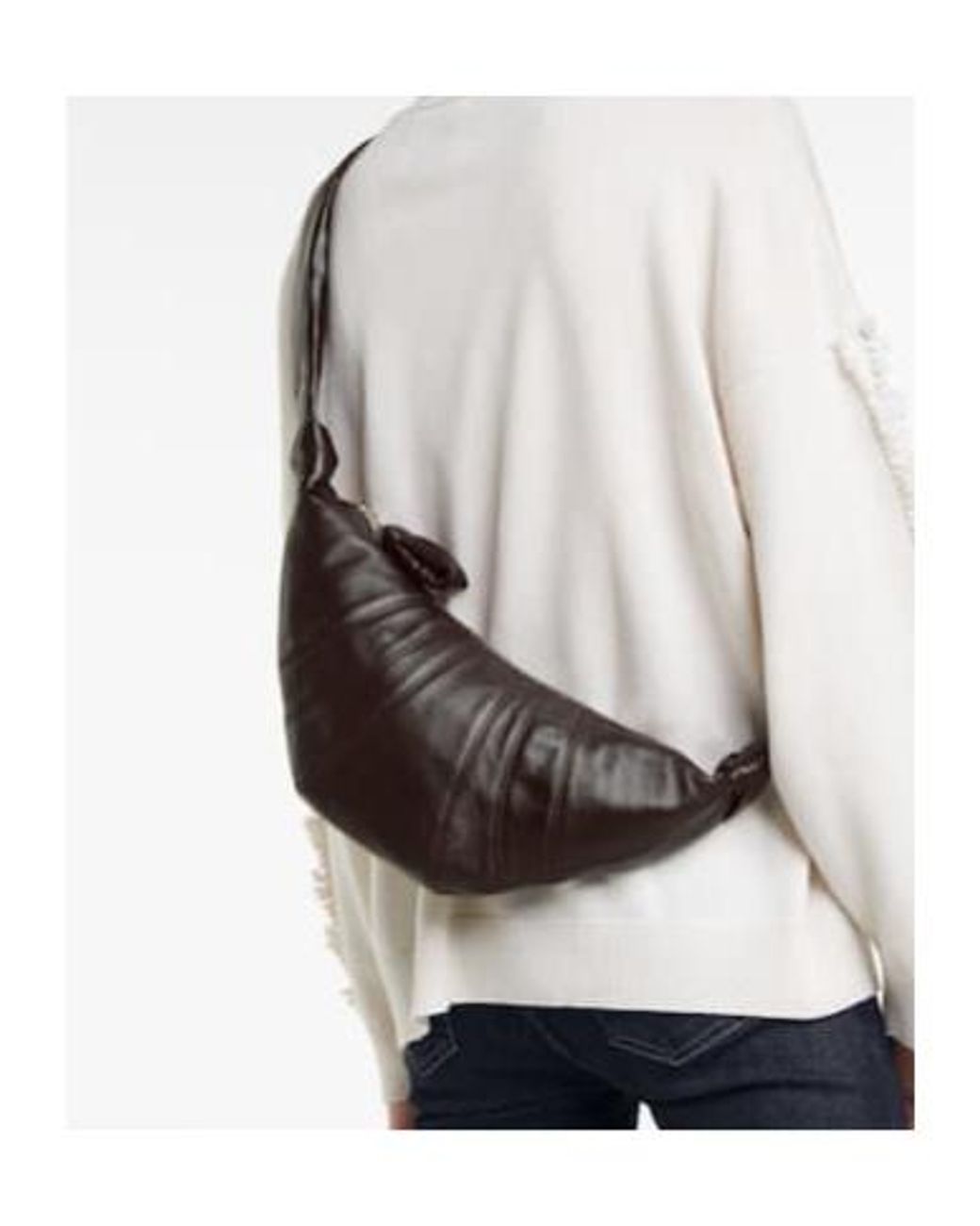 Lemaire White Croissant Small Leather Shoulder Bag