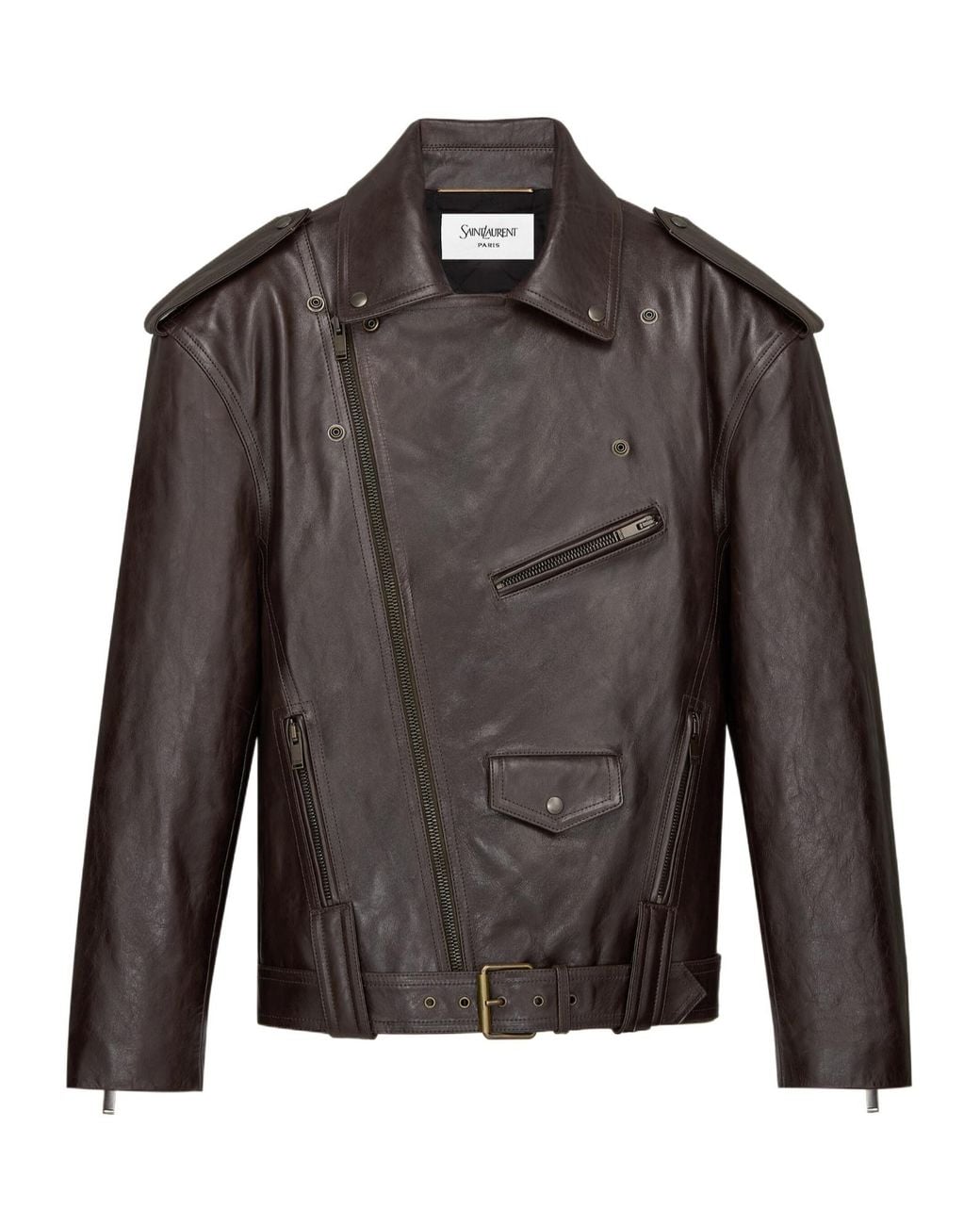 Saint Laurent Black Belted Biker Jacket