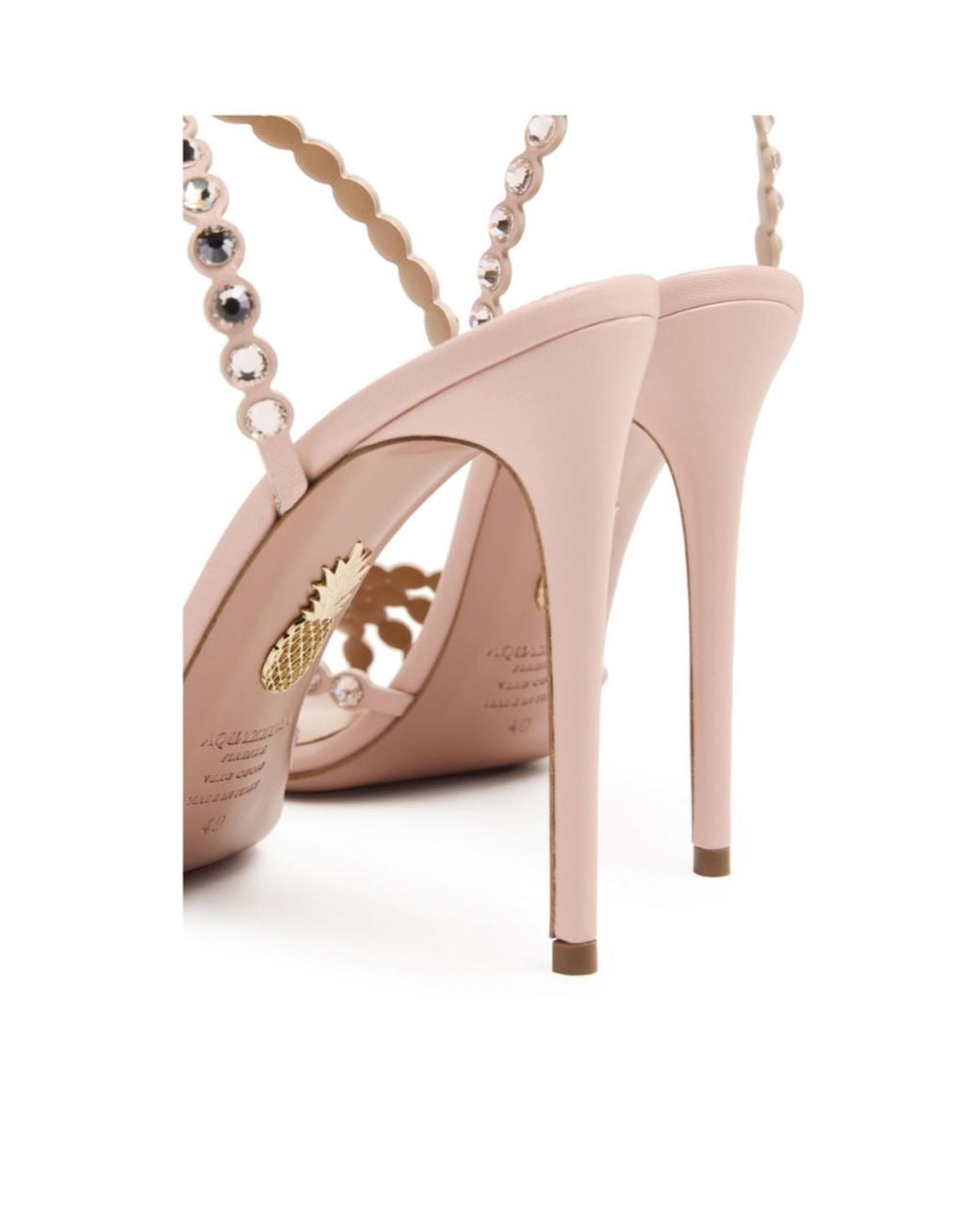 Aquazzura Pink High-Heel Sandals With Rhinestone Embellishments