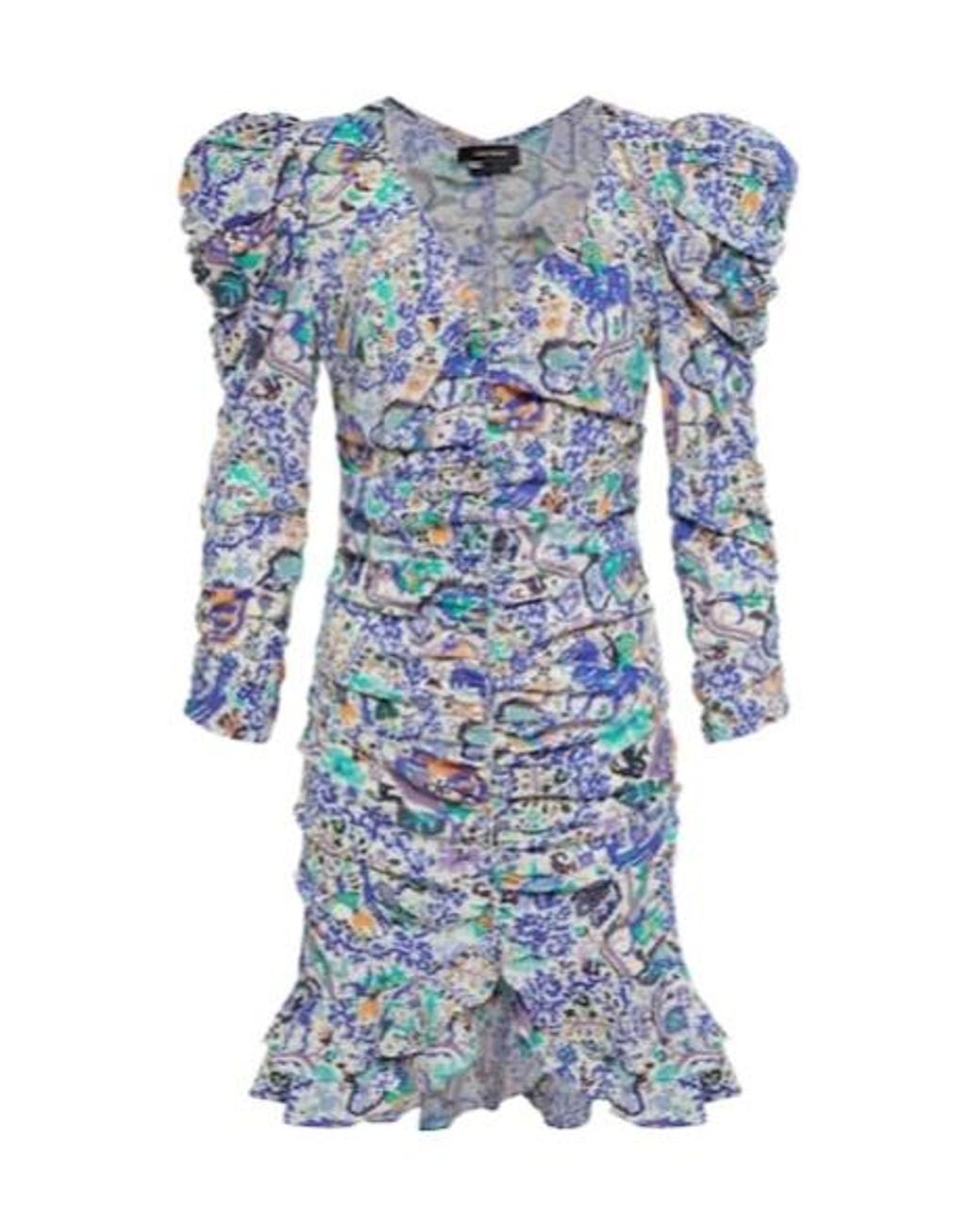 Isabel Marant Blue Bireya Printed Silk-Blend Minidress