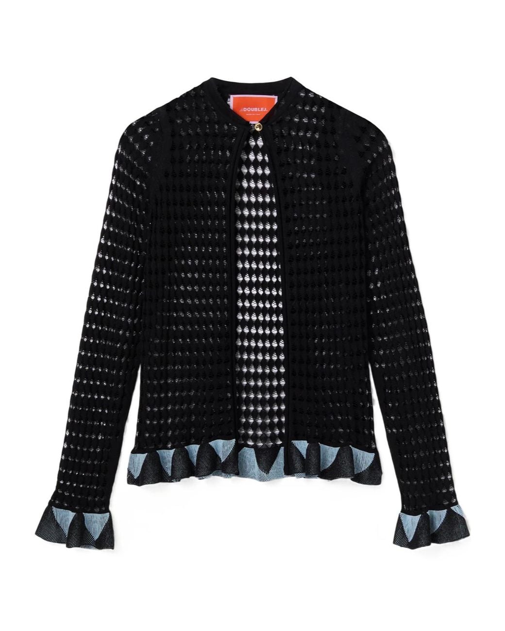 LaDoubleJ Black La Doublej Geometric Ruffle Cardigan