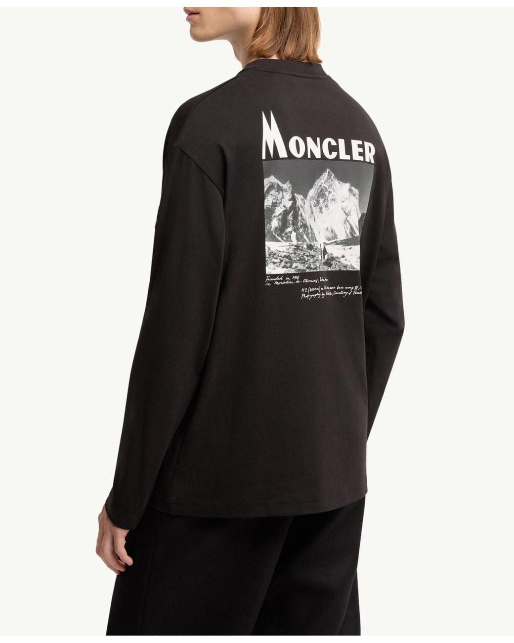 Moncler Blue K2 Print Long Sleeve Cotton T-Shirt for men