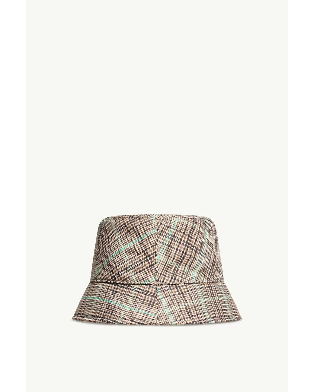 Moncler White Checked Bucket Hat